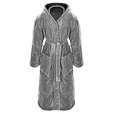 Gräfenstayn® Damen & Herren Kuschelfleece Bademantel mit Kapuze Größe S-XXXL mit...
