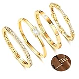 KENIY 4 Stück Gold Ringe Frauen Stapelringe mit Zirkonia 14 Karat Vergoldete...