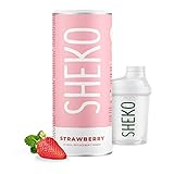 SHEKO Erdbeere Mahlzeitersatz Shake + Shaker - 25 Shakes pro Dose - Proteinreich,...