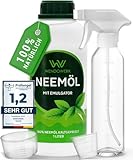 WENDOWERK® Neemöl [1000ml] - Inkl. Sprühflasche und Messbecher - Neemöl mit Emulgator...