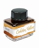 Online Tinte Golden Yellow mit Goldschimmer, Tintenglas 15ml, goldene Füllertinte für...