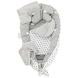 SKY & ZEN Babynest: 5 teiliges Babynestchen Set für Neugeborene – Kuscheliges Nestchen...