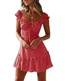 Imily Bela Damen Sommerkleid Rüschen Swing Strandkleid Elegant A-Linie Minikleid High...