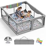 Valquid Baby Laufstall, 200 x 180 cm, Laufstall für Babys und Kleinkinder, extra großer...