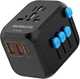 Reiseadapter Weltweit, Universal Reisestecker mit PD20W, 2 USB, 1 USB C und 1AC Steckdose,...