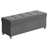 SONGMICS Sitzhocker mit Stauraum, klappbare Sitzbank mit Beinen, 38 x 110 x 40 cm...