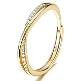 JeweBella Ring Damen Silber 925 Verstellbare Zirkonia Ring Silber/Gold/Roségold...