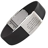 Djuva Beat Notfallarmband. Silikon Armband mit Edelstahl Schloss und Personalisiertes...