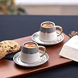 KARACA Globe Set mit 2 Kaffeetassen, Untertasse, Robuste Mokkatasse, Dicker...
