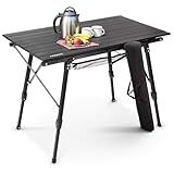 Arebos Campingtisch faltbar 90 x 51,5 cm | Klapptisch höhenverstellbar 47-69 cm | Camping...