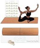 Yogamatte aus Kork für Übungen, 203,2 x 66 cm