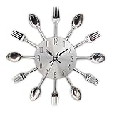 Timelike Edelstahl Küchenutensilien Uhr - Küche Besteck Wanduhr mit getönten...
