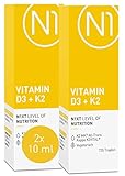 N1 Vitamin D3 K2 Tropfen [2x20 ml Doppelpack] - 1 Tropfen pro Tag - 735 Tropfen Premium...