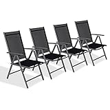 CCLIFE Gartenstühle Alu 4er Set,Gartenstuhl Hochlehner Klappbar, Balkonstühle...