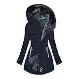 duxyoz Winterjacke für Damen, Fleece-gefüttert, mit Kapuze, leicht, gesteppt,...