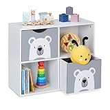 Relaxdays Kinderregal Bär, 2 Schubladen, 2 offene Fächer, H x B x T: 48 x 60 x...
