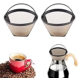 Amfrpar 2 Stücke Kaffeefilter Größe 4 Goldtonfilter Kaffee Dauerfilter Edelstahl 100...