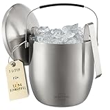SILBERTHAL Eiswürfeleimer, 3 l, isoliert, mit Deckel und Zange – Edelstahl –...