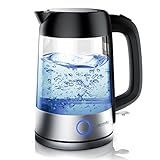 Arendo - Glas Edelstahl Wasserkocher mit LED Innenbeleuchtung - 2200 Watt - 1,7 Liter -...
