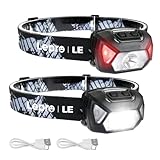 LE Stirnlampe LED Wiederaufladbar, 2000 Lux Superhell Kopflampe Stirnlampe mit Rotlicht...
