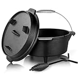 Leonyo Gusseisen Dutch Oven mit Deckel, 5QT Dutch Oven Camping mit Deckelheber, 2 in 1...