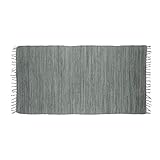 Relaxdays Flickenteppich grau 70 x 140 cm mit Fransen 100 % Baumwolle,...