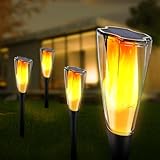 Ainostone Solarfackeln für Außen Flackernd 4 Stück Solarlampen 800mAh...