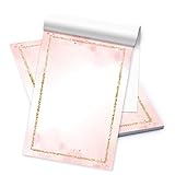 Logbuch-Verlag Briefpapier rosa weiß mit goldenem Rand DIN A5 Briefblock -...