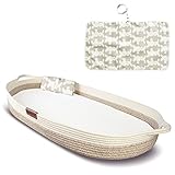 Yunioo deluxe Wickelauflage, Baby Wickelkorb mit Reise-Wickelunterlage,...