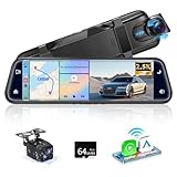 Alpinetech 9,66 Zoll 2,5K Rückfahrkamera Spiegel mit Wireless CarPlay Android...