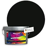 WALLCOVER Colors Wandfarbe schwarz 5 L für Innen Innenfarbe dunkel Matt | Profi...