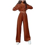 Keepink Outfit für Damen, 3-teilig, langärmelig, Knopfmantel, bauchfreie Westen + Hose...