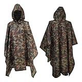 NAJILI Regenponcho Camouflage,3-In-1 Multifunktions Regenmantel,Regencape Unisex...