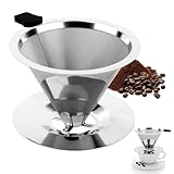 TNEDFOD Kaffeefilter, Wiederverwendbar, 800 Maschen, Edelstahl, Silber, für...