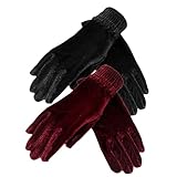 VANZACK 2 Paare Warme Damen Handschuhe Weichem Goldvelours für Winter Outdoor Radfahren...