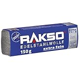RAKSO Edelstahlwolle extra-fein - 300 g, 2 Banderolen à 150g rostfrei, glättet...