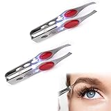 Pinzette mit LED-Licht, professionelle Pinzette, beleuchtet, Augenbrauenpinzette aus...