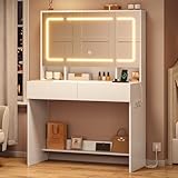 Schminktisch mit Steckdosen Schminktische mit Große Spiegel und LED-Beleuchtung,...