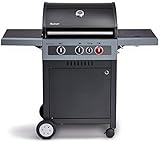 Enders® Gasgrill BOSTON BLACK 3 K TURBO, 3-Brenner aus Edelstahl, mit Kocher, TURBO ZONE...