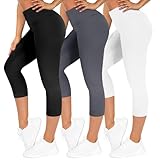 TNNZEET 3er Pack Capri Leggings Damen 3/4 für Sport, 7/8 Leggins High Waist Sporthose...