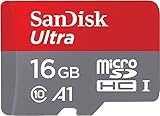 SanDisk Ultra 16GB microSDHC Speicherkarte + Adapter bis zu 98 MB/Sek., Class 10, U1, A1,...