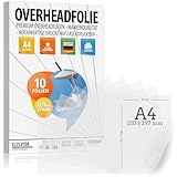 10 Blatt Overheadfolie PEMIUM - DIN A4 transparent - Für LASERdrucker, Kopierer - OHP...