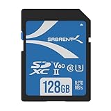 SABRENT SD Karte 128GB V60, SDXC Card UHS II, SD Speicherkarte Class 10, U3,...