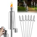 Suusolny 6er Set Gartenfackeln für Draußen aus Edelstahl Öl 330ml Ölfackeln...