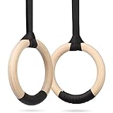 Turnringe Gym Rings aus Birkenholz 28mm Sportringe Gymnastikringe aus Holz mit 2...