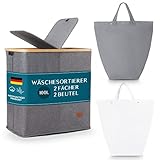 [VERBESSERT] HOMIOL© Wäschekorb mit Deckel | 100 Liter Wäsche Sortiersystem | 100L...