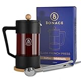 BONACE French Press | 1 Liter Kaffeebereiter | Geschenk-Set | Borosilikatglas |...