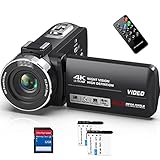 Videokamera 4K Camcorder 48MP 30FPS mit IR Nachtsicht, 18X Digitalzoom Webcam...