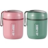 2pcs thermisch isoliertes Lebensmittelglas mit faltbarem Löffel und Leck -Mahlzeit...