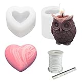 Silikonform 3D DIY Silikon Eulen Kerzenwachs Formen Liebe Herzform Kerzenform...
